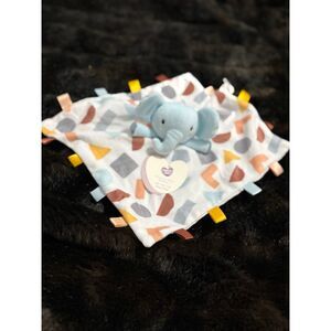 Parents Choice Blue Elephant Baby Lovey Geometric Shapes Tags Security Blanket